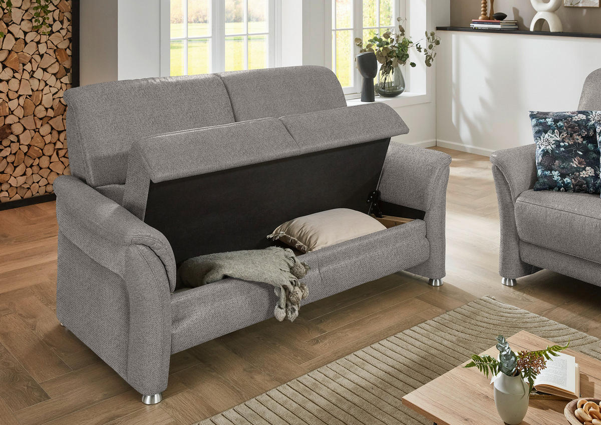 2,5-SITZER Flachgewebe Graubraun  - Graubraun/Alufarben, Konventionell, Textil/Metall (172/96/93cm) - Beldomo Premium