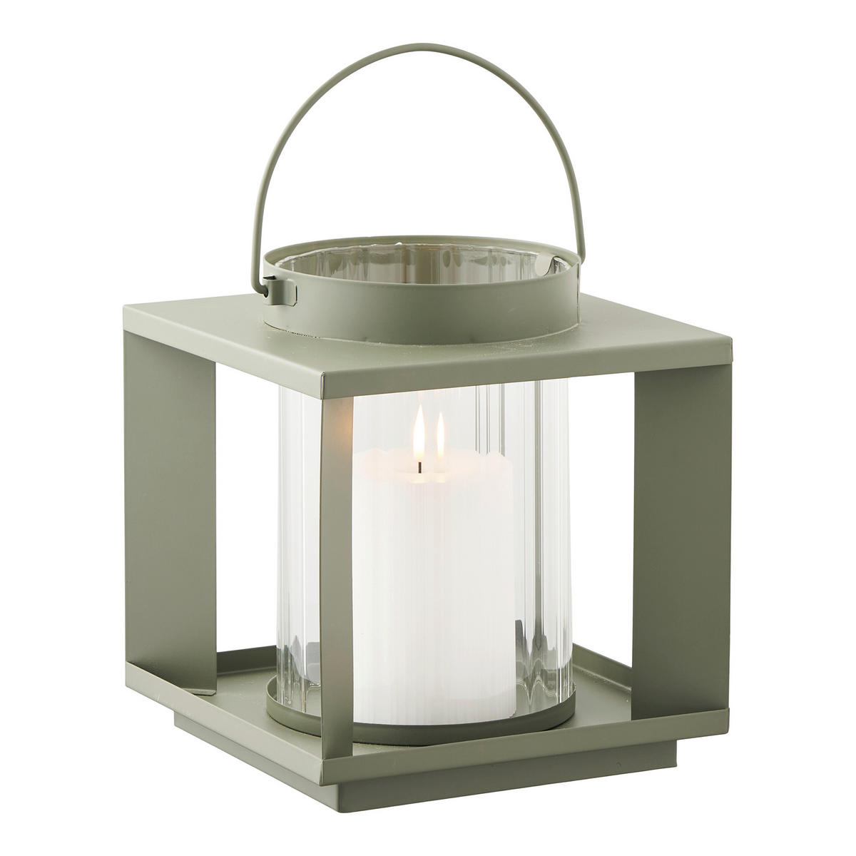 LATERNE - Grün, Basics, Glas/Metall (18/20,5/18cm)