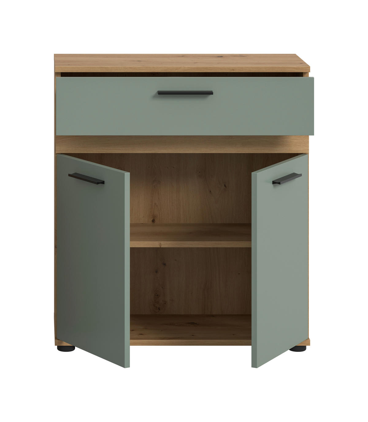 MIDISCHRANK 70/79/31 cm  - Salbeigrün/Schwarz, Trend, Holzwerkstoff/Kunststoff (70/79/31cm) - MID.YOU