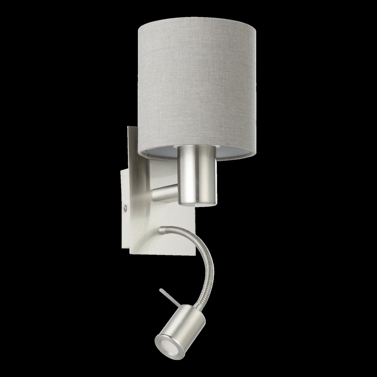 ZIDNA LAMPA PASTERI  - svetlosiva, Osnovno, metal/tekstil (38cm)