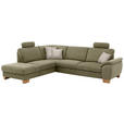 ECKSOFA in Mikrofaser Hellgrün  - Wildeiche/Beige, KONVENTIONELL, Holz/Textil (236/286cm) - Voleo