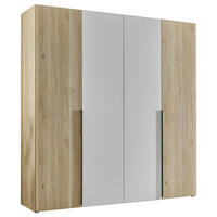 GARDEROB 200/210/53 cm 4-dörrar - vit/svart, Klassisk, trämaterial/plast (200/210/53cm) - Carryhome