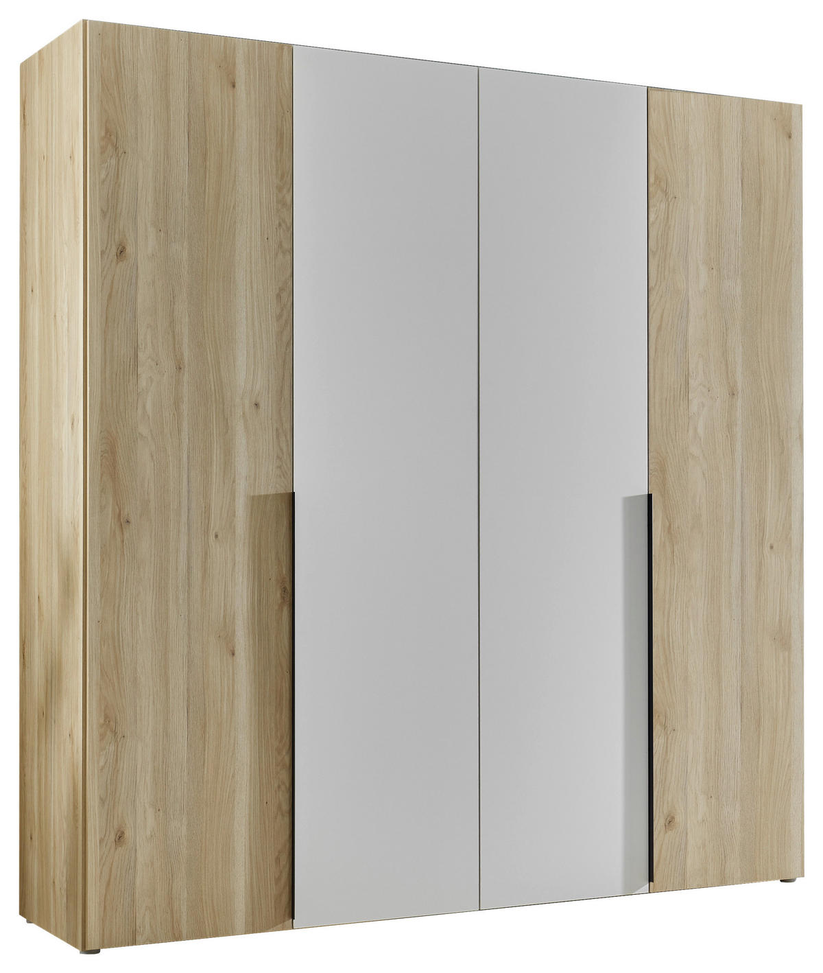 GARDEROB 200/210/53 cm 4-dörrar - vit/svart, Klassisk, trämaterial/plast (200/210/53cm) - Carryhome