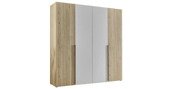 KLEIDERSCHRANK  in Weiß, Eichefarben  - Eichefarben/Schwarz, KONVENTIONELL, Holzwerkstoff/Kunststoff (200/210/56cm) - Carryhome