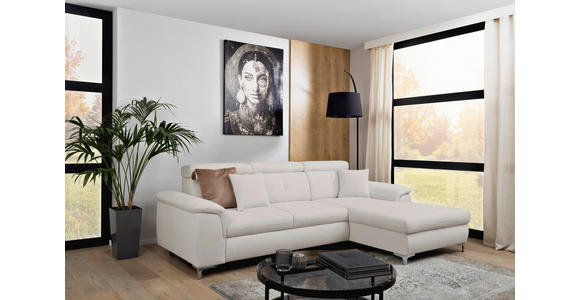 ECKSOFA Greige Flachgewebe - Chromfarben/Greige, KONVENTIONELL, Textil/Metall (268/175cm) - Carryhome
