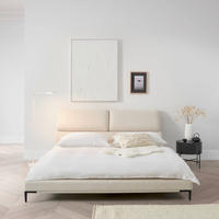 POLSTERBETT 180/200 cm  in Creme  - Creme/Schwarz, Modern, Holz/Textil (180/200cm) - Livetastic