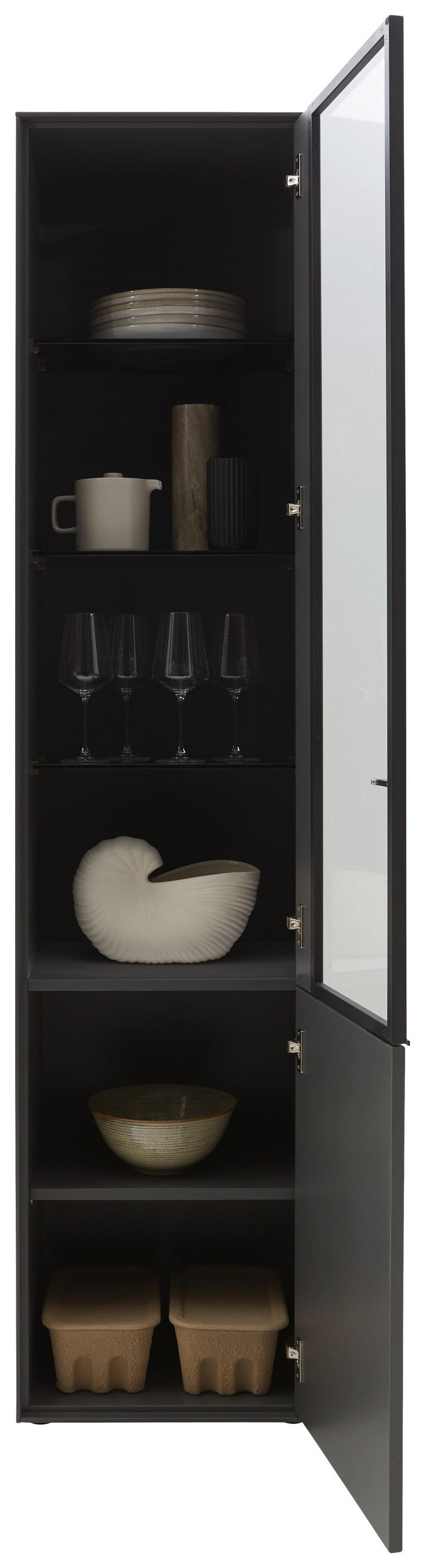 VITRINE Graphitfarben  46,9/205,5/37,1 cm  - Schwarz/Graphitfarben, Design, Glas/Holz (46,9/205,5/37,1cm) - Dieter Knoll