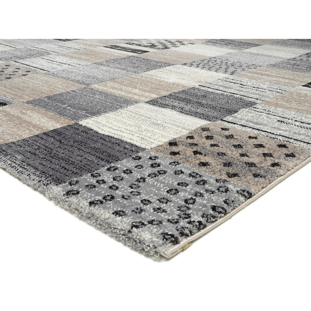 Thumbnail - Novel Webteppich Palermo, Grau, Beige, Textil, Karo, rechteckig, 240x290 cm, Oeko-Tex® Standard 100, für Fußbodenheizung...
