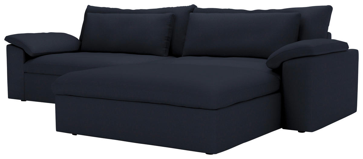 ECKSOFA  Webstoff Dunkelblau  - Schwarz/Dunkelblau, Modern, Kunststoff/Textil (306/198cm) - Carryhome
