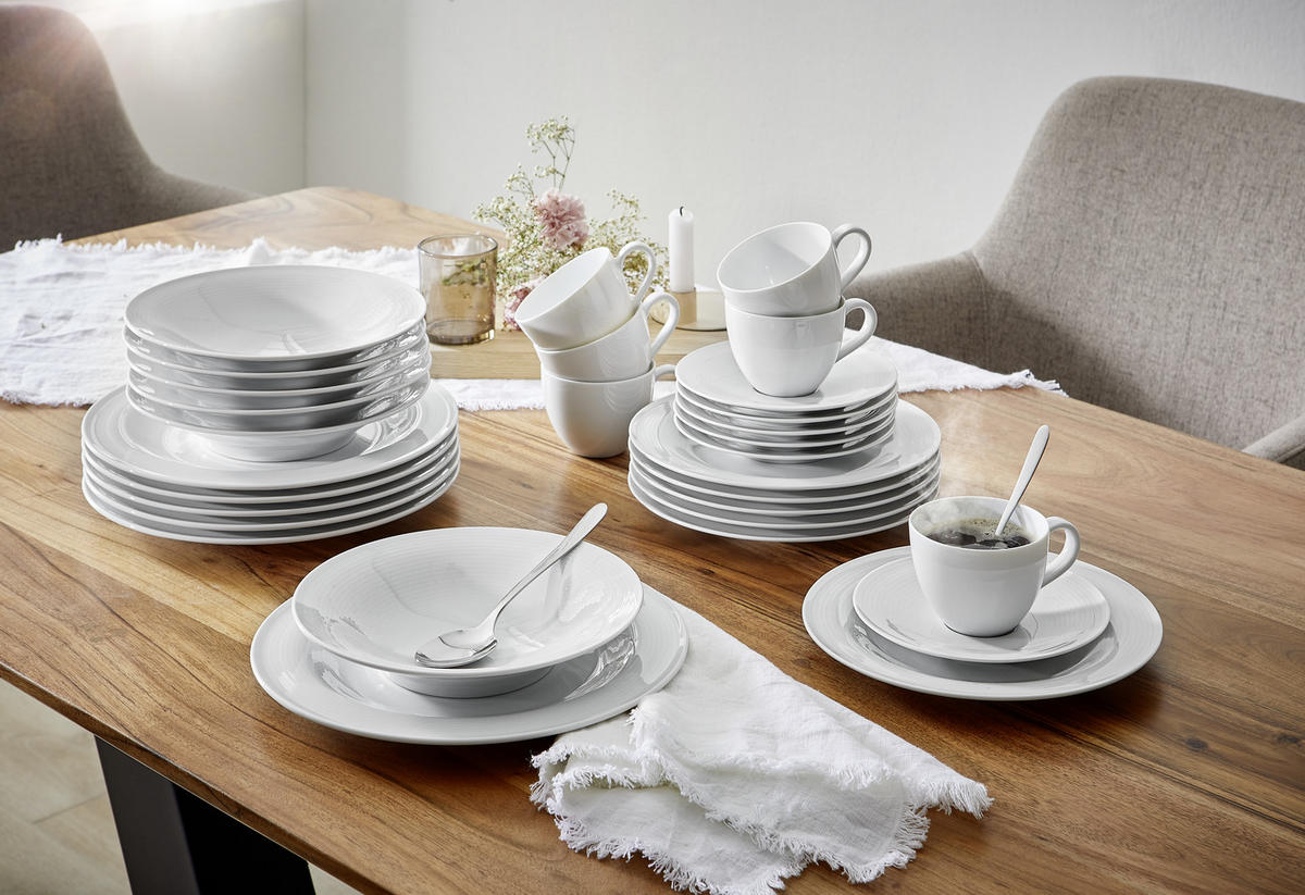 KAFFEESERVICE Weiß Beat 18-teilig  - Weiß, Basics, Keramik (43/24/18,1cm) - Seltmann Weiden