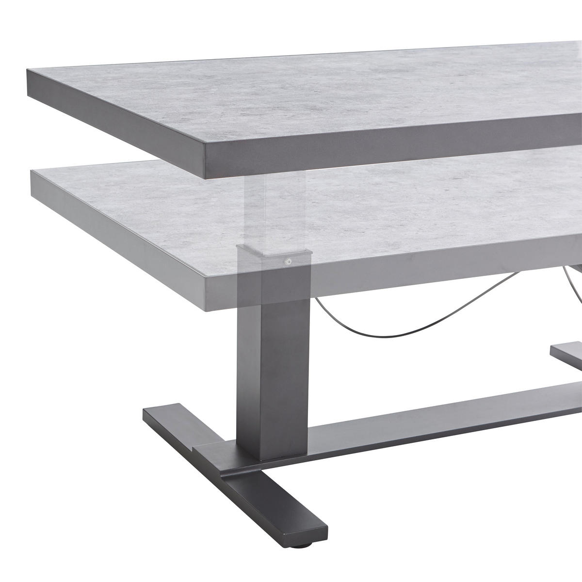 LOUNGE MIZA  - antracit/svetlo siva, Design, kovina/steklo (141/80/50-70cm) - Amatio