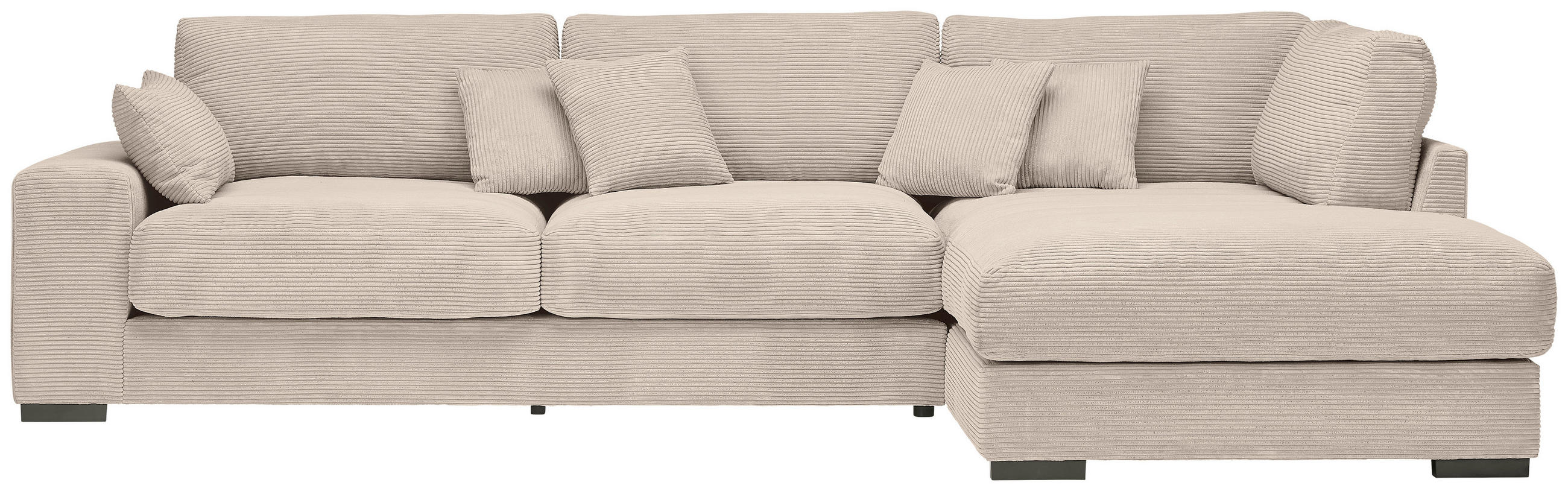 ECKSOFA in Cord Creme  - Creme/Schwarz, Design, Kunststoff/Textil (340/205cm) - Lomoco