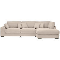 ECKSOFA in Cord Creme  - Creme/Schwarz, Design, Kunststoff/Textil (340/205cm) - Lomoco
