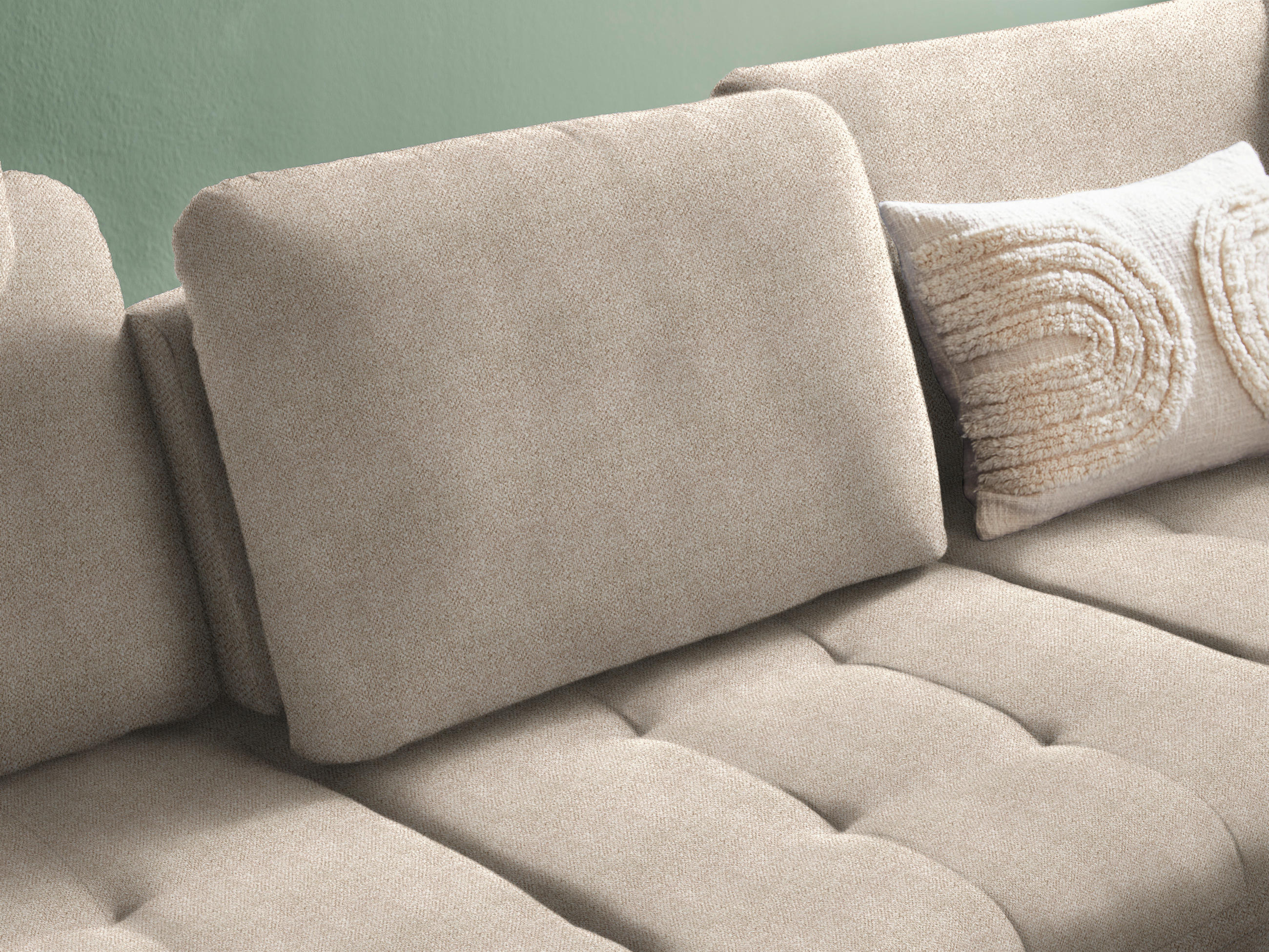 Thumbnail - Valnatura Ecksofa, Beige, Textil, 3-Sitzer, Ottomane rechts, L-Form, 288x233 cm, Bettkasten erhältlich, Stoffauswahl, se...