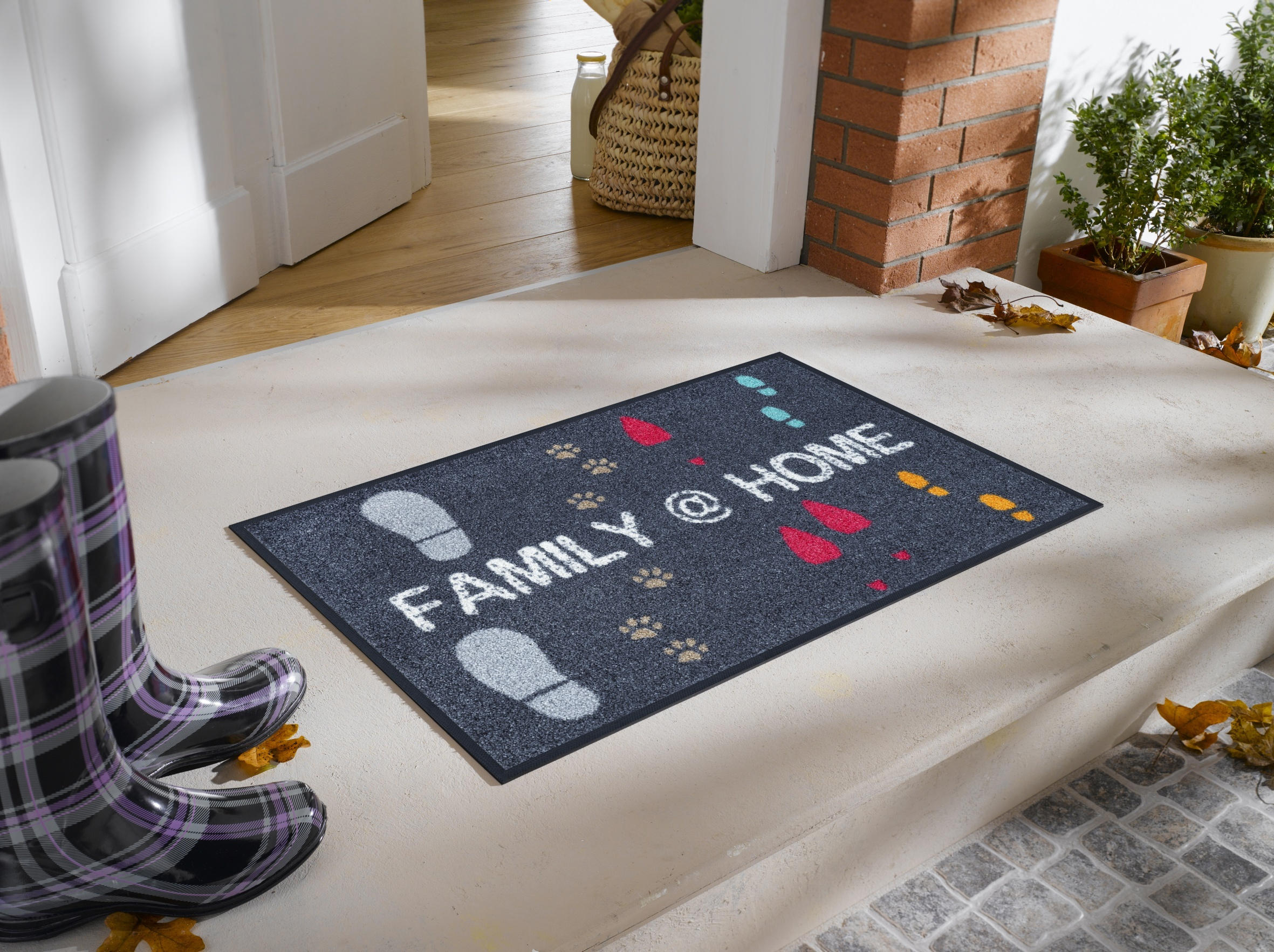 FUßMATTE 50/75 cm Family @ Home  - Trend, Kunststoff/Textil (50/75cm) - wash+dry