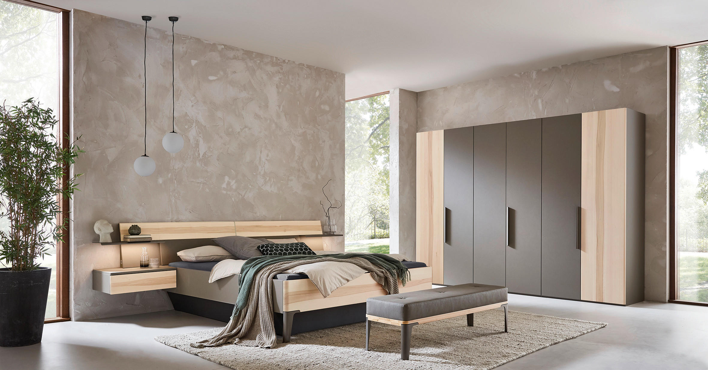 DREHTÜRENSCHRANK 298,6/222,3/62 cm 6-türig Buchefarben, Fango  - Fango/Titanfarben, Design, Holz/Holzwerkstoff (298,6/222,3/62cm) - Valdera