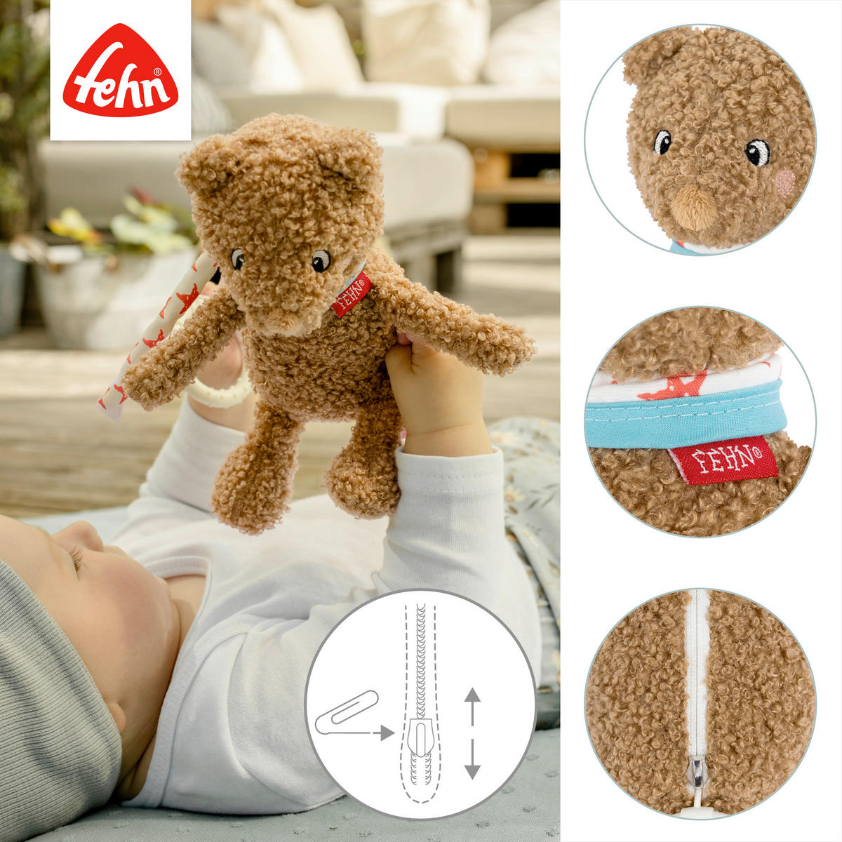 SPIELUHR Bär Fred 21,5/8/6,4 cm  - Hellbraun, Basics, Textil (21,5/8/6,4cm) - Fehn