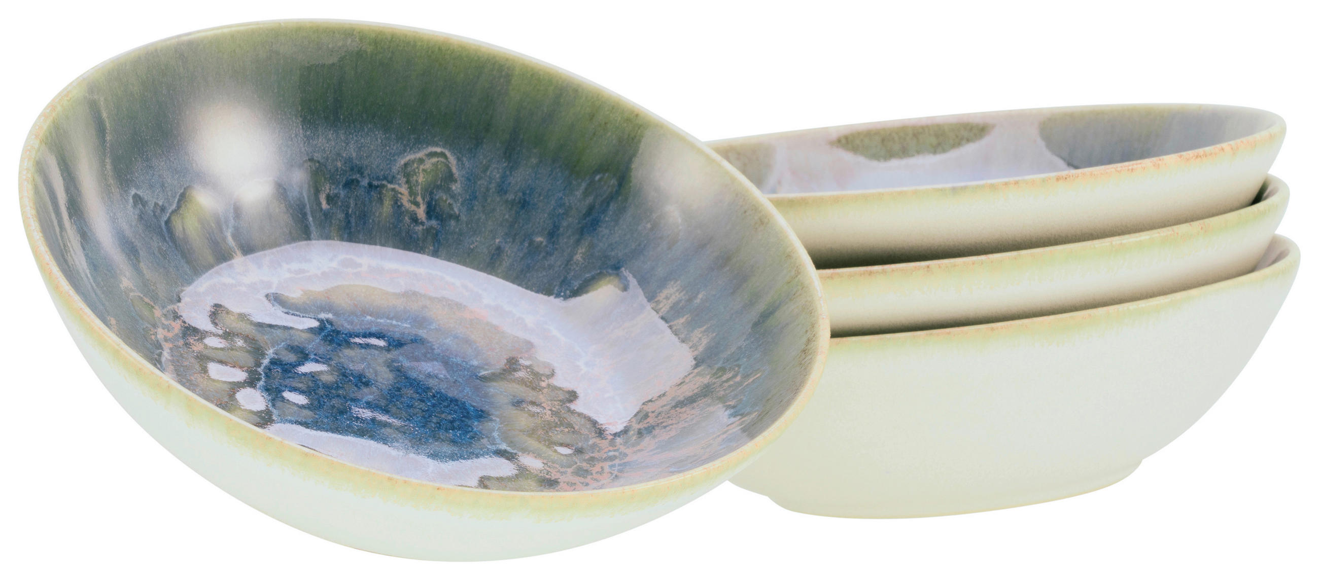 SET SERVERINGSSKÅLAR 4 delar YUKI 17 cm   - grön/blå, Basics, keramik (17cm) - Creatable