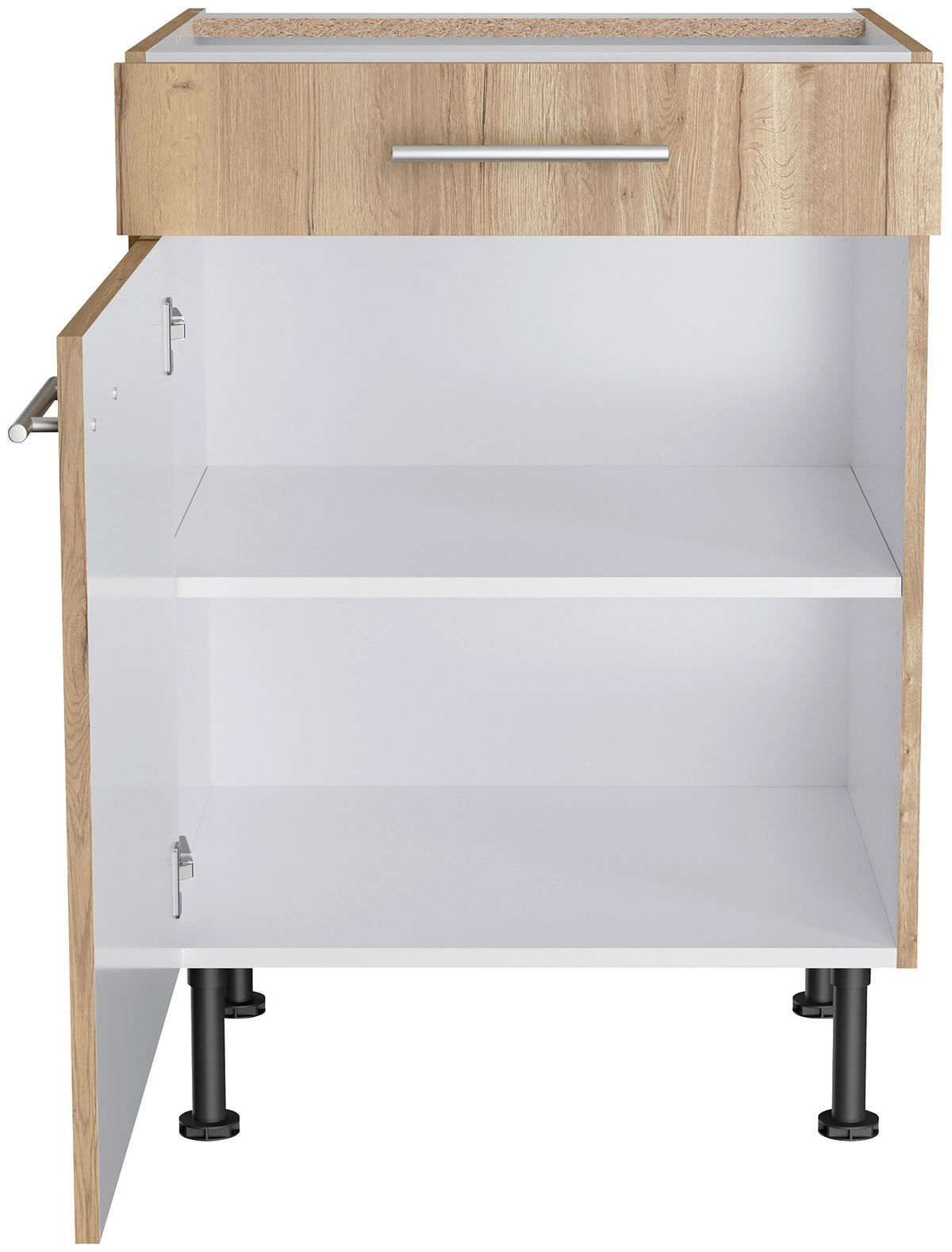 ECKKÜCHE 270/200 cm  in Eichefarben  - Edelstahlfarben/Eichefarben, Basics, Holzwerkstoff/Metall (270/200cm) - Optifit