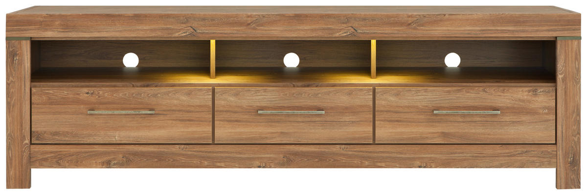 KOMODA POD TELEVIZI, barvy dubu, 200/60/54 cm - barvy dubu/barvy niklu, Design, kov/kompozitní dřevo (200/60/54cm) - Welnova