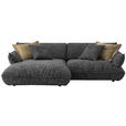 ECKSOFA in Flachgewebe Graubraun  185/264 cm  - Graubraun/Schwarz, Design, Kunststoff/Textil (185/264cm) - Emilio Belluti