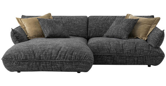 ECKSOFA in Flachgewebe Graubraun 185/264 cm - Graubraun/Schwarz, Design, Kunststoff/Textil (185/264cm) - Emilio Belluti
