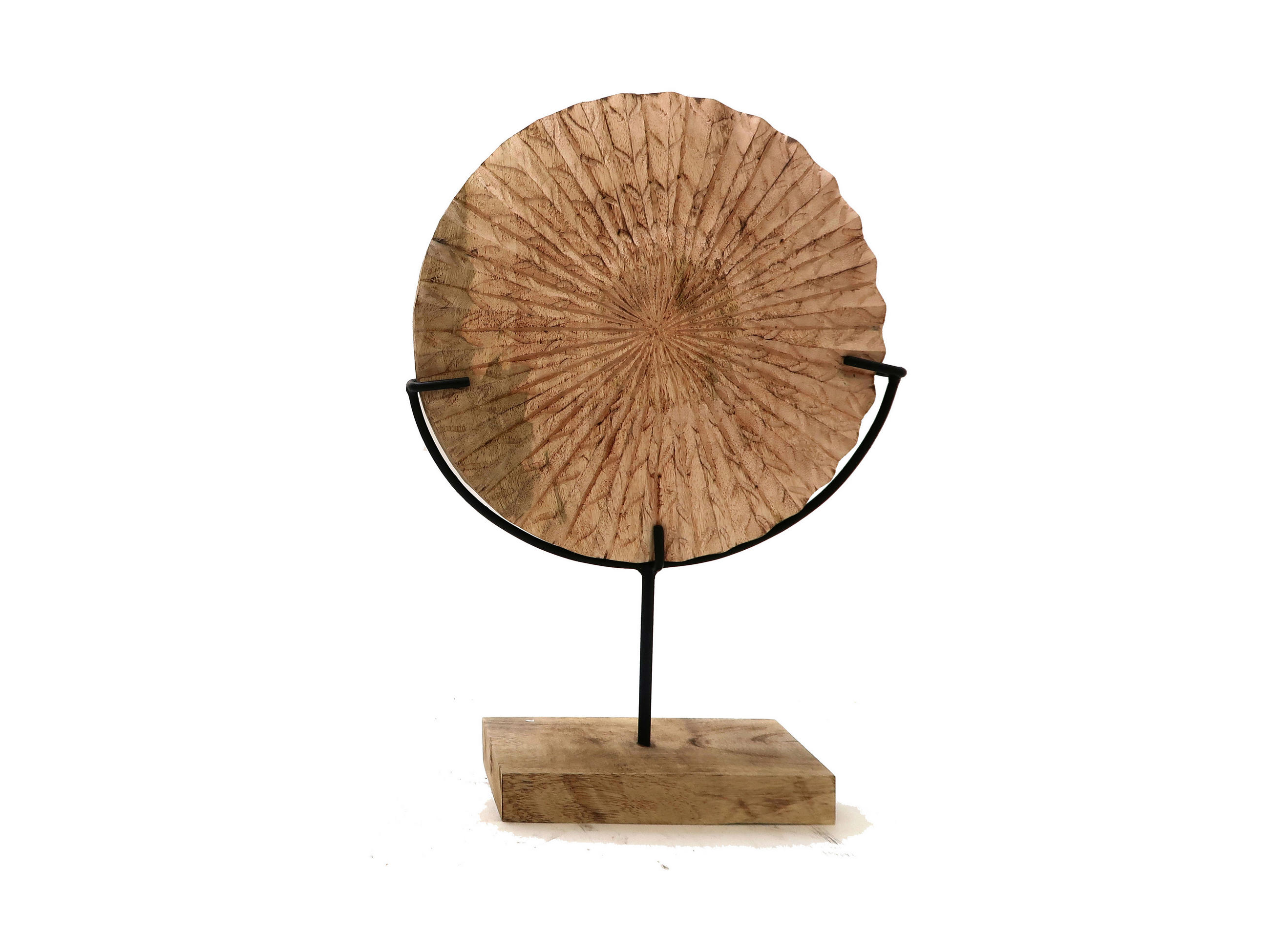 Thumbnail - Ambia Home Skulptur, Nussbaum, Holz, Metall, Mangoholz, massiv, Objekte, rund, 31.5x46.5x9 cm, Handmade in India, Kunsth...