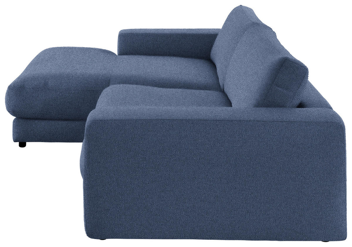 ECKSOFA in Flachgewebe Blau  190/270 cm  - Blau/Schwarz, Design, Kunststoff/Textil (190/270cm) - Lomoco