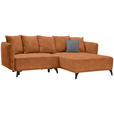 ECKSOFA in Chenille Cognac  - Cognac/Schwarz, LIFESTYLE, Textil/Metall (255/172cm) - Carryhome