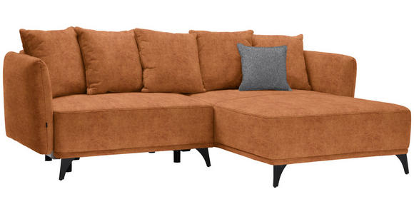 ECKSOFA in Chenille Cognac  - Cognac/Schwarz, LIFESTYLE, Textil/Metall (255/172cm) - Carryhome