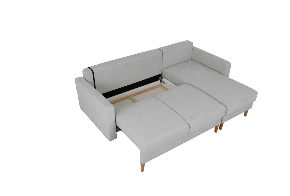 ECKSOFA in Hellgrau  - Buchefarben/Hellgrau, Design, Holz/Textil (223/157cm) - MID.YOU