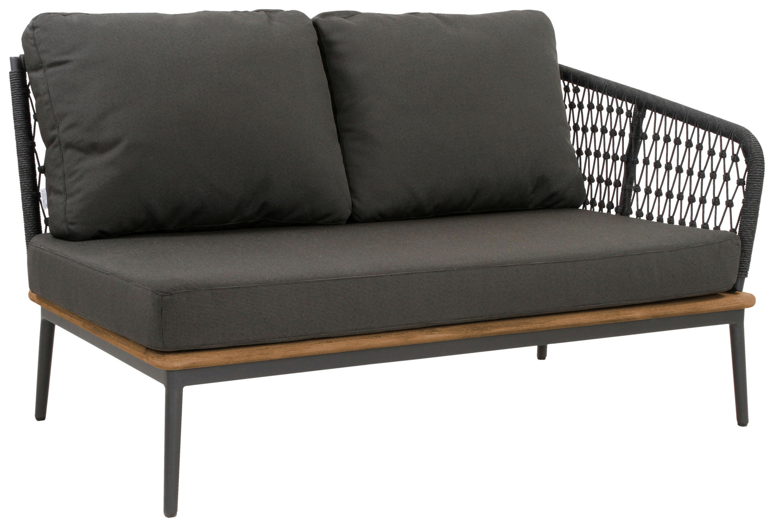 LOUNGESOFA 130/71/82 cm Teakholz massiv Aluminium  - Anthrazit/Teakfarben, Basics, Holz/Textil (130/71/82cm)