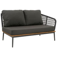 LOUNGESOFA 130/71/82 cm Teakholz massiv Aluminium  - Anthrazit/Teakfarben, Basics, Holz/Textil (130/71/82cm)