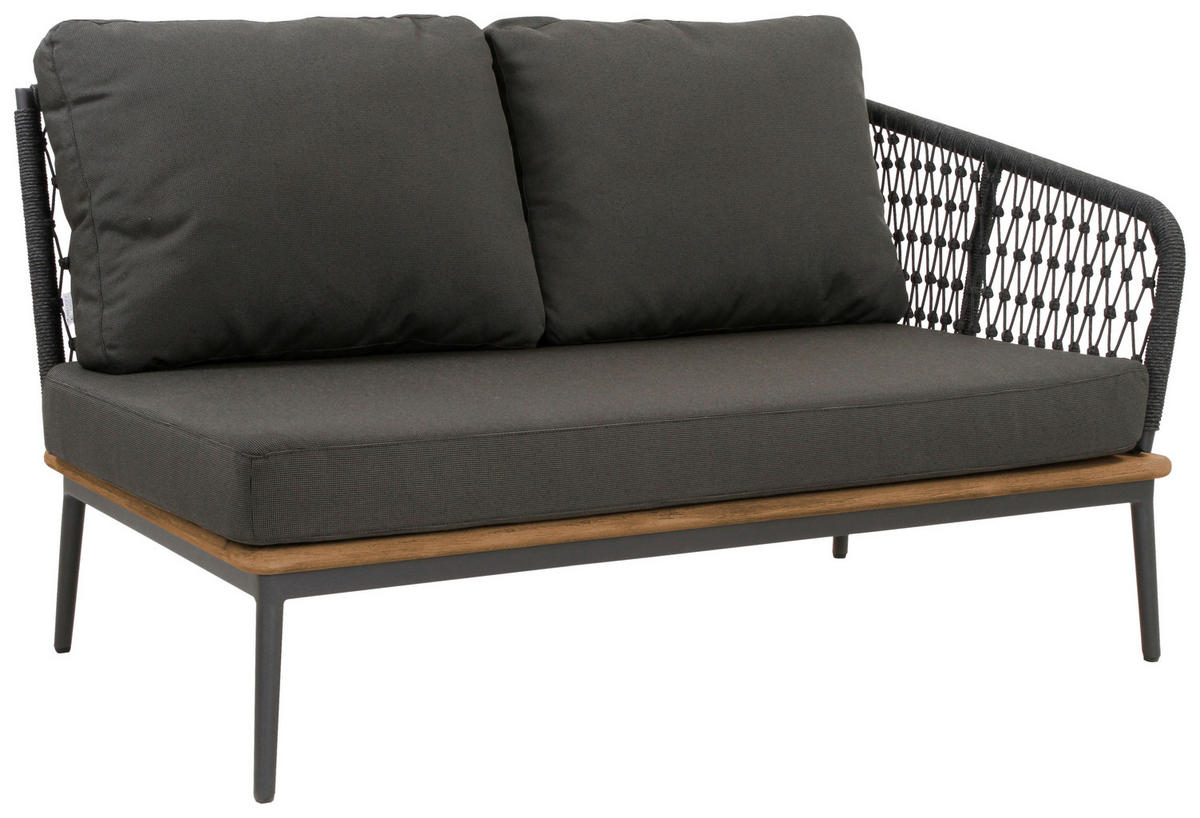 LOUNGESOFA 130/71/82 cm Teakholz massiv Aluminium  - Anthrazit/Teakfarben, Basics, Holz/Textil (130/71/82cm)