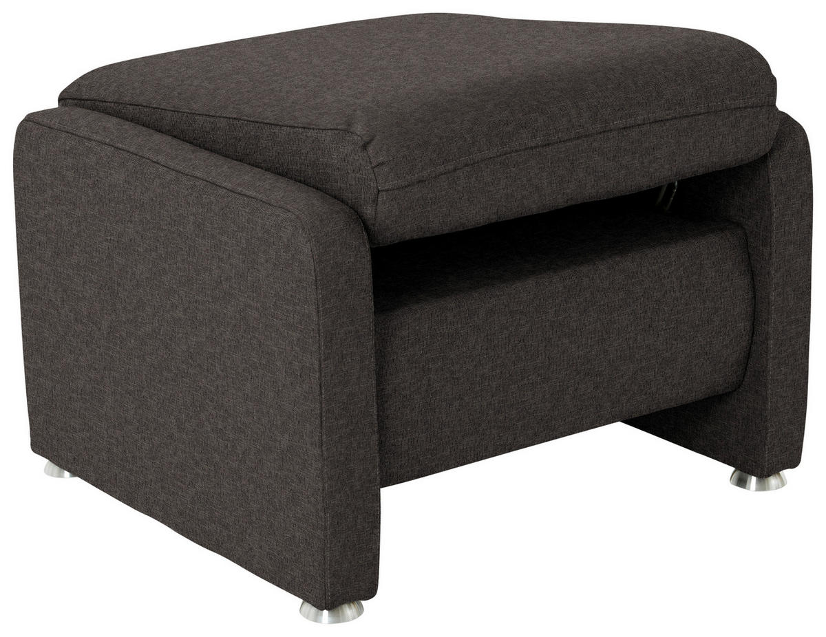 HOCKER Textil Dunkelbraun  - Dunkelbraun/Alufarben, Konventionell, Textil/Metall (67/44/58cm) - Beldomo Comfort