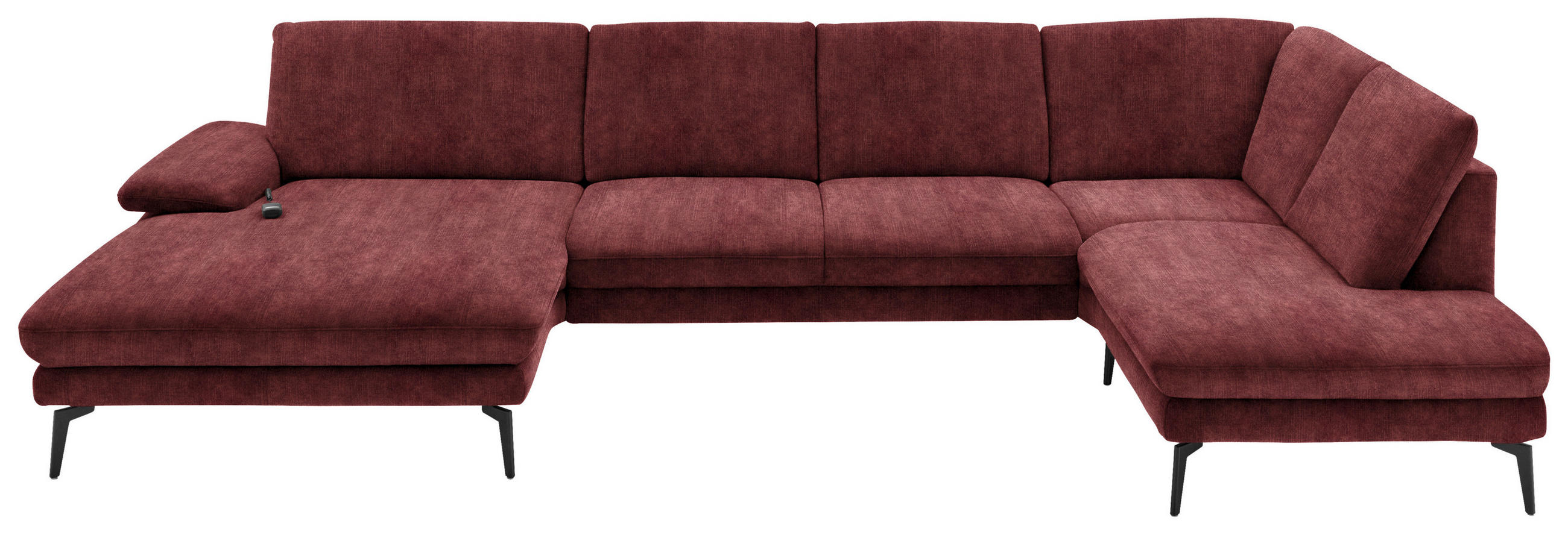WOHNLANDSCHAFT in Velours Weinrot  - Weinrot/Schwarz, Design, Textil/Metall (180/344/208cm) - Dieter Knoll