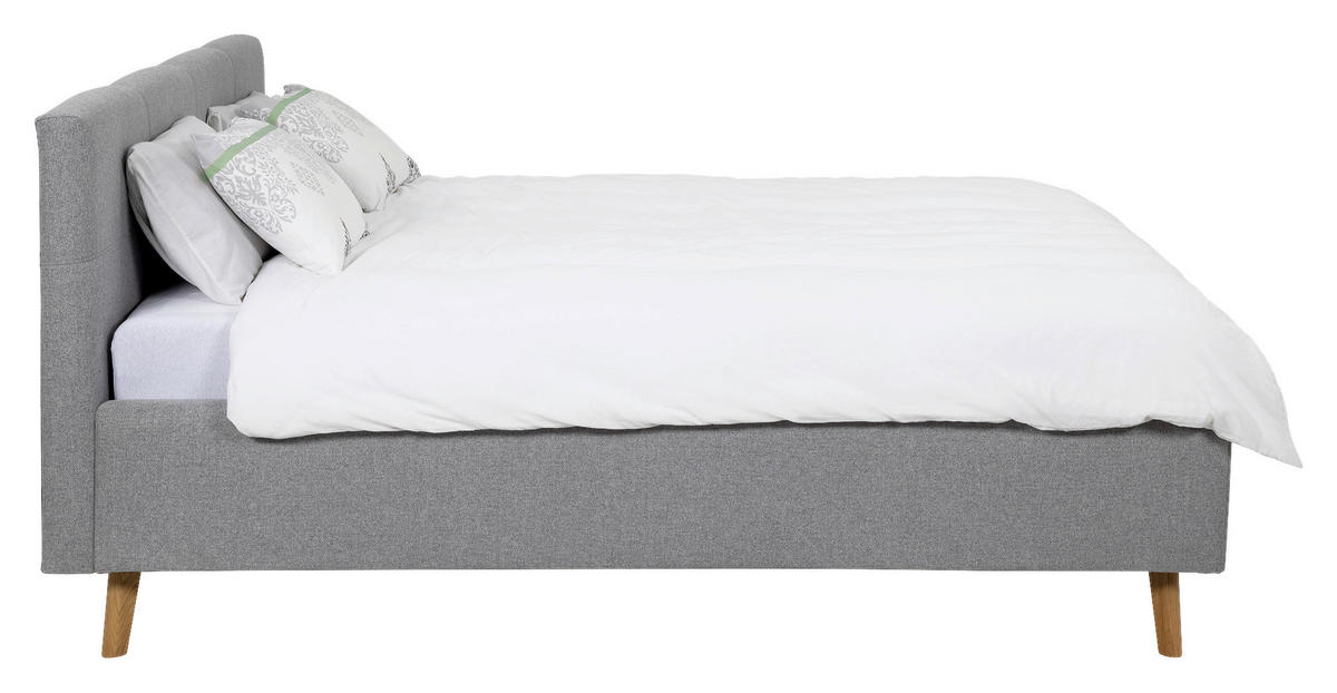 POLSTERBETT 180/200 cm,  in Grau, Lattenrost, Bettkasten,  - Eichefarben/Grau, MODERN, Holz/Textil (180/200cm) - MID.YOU