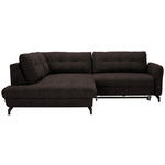 ECKSOFA in Flachgewebe, Leinenoptik Dunkelbraun  - Dunkelbraun/Schwarz, Design, Textil/Metall (208/247cm) - Xora