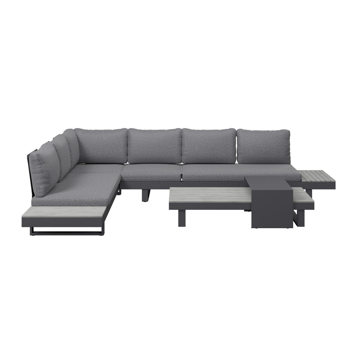 LOUNGEGARNITUR 245/329 cm Aluminium  - Dunkelgrau/Anthrazit, MODERN, Kunststoff/Textil (245/329cm) - Ambia Garden