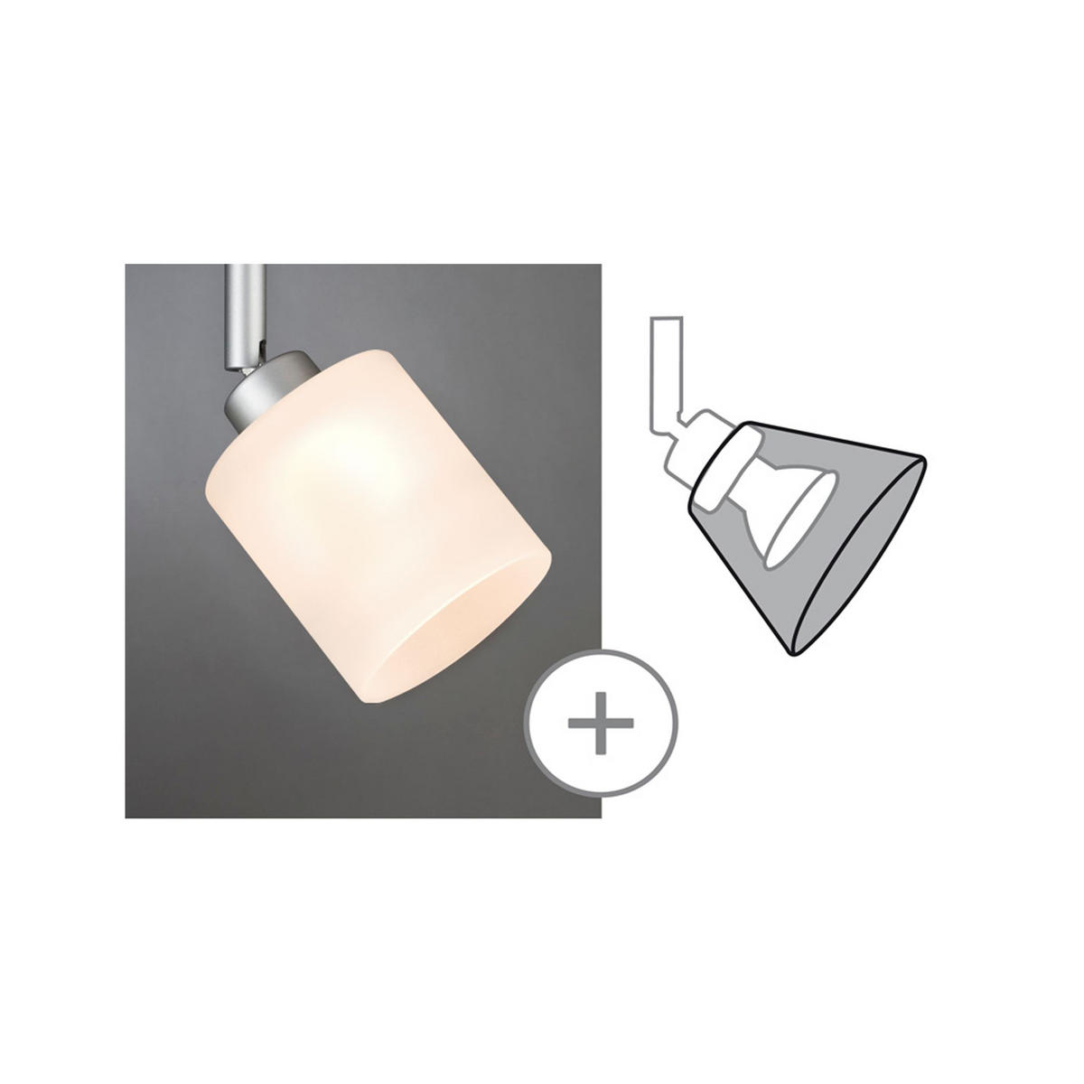 SCHIENENSYSTEM-LEUCHTENSCHIRM URail 7/8 cm   - Weiß, Design, Glas (7/8cm) - Paulmann