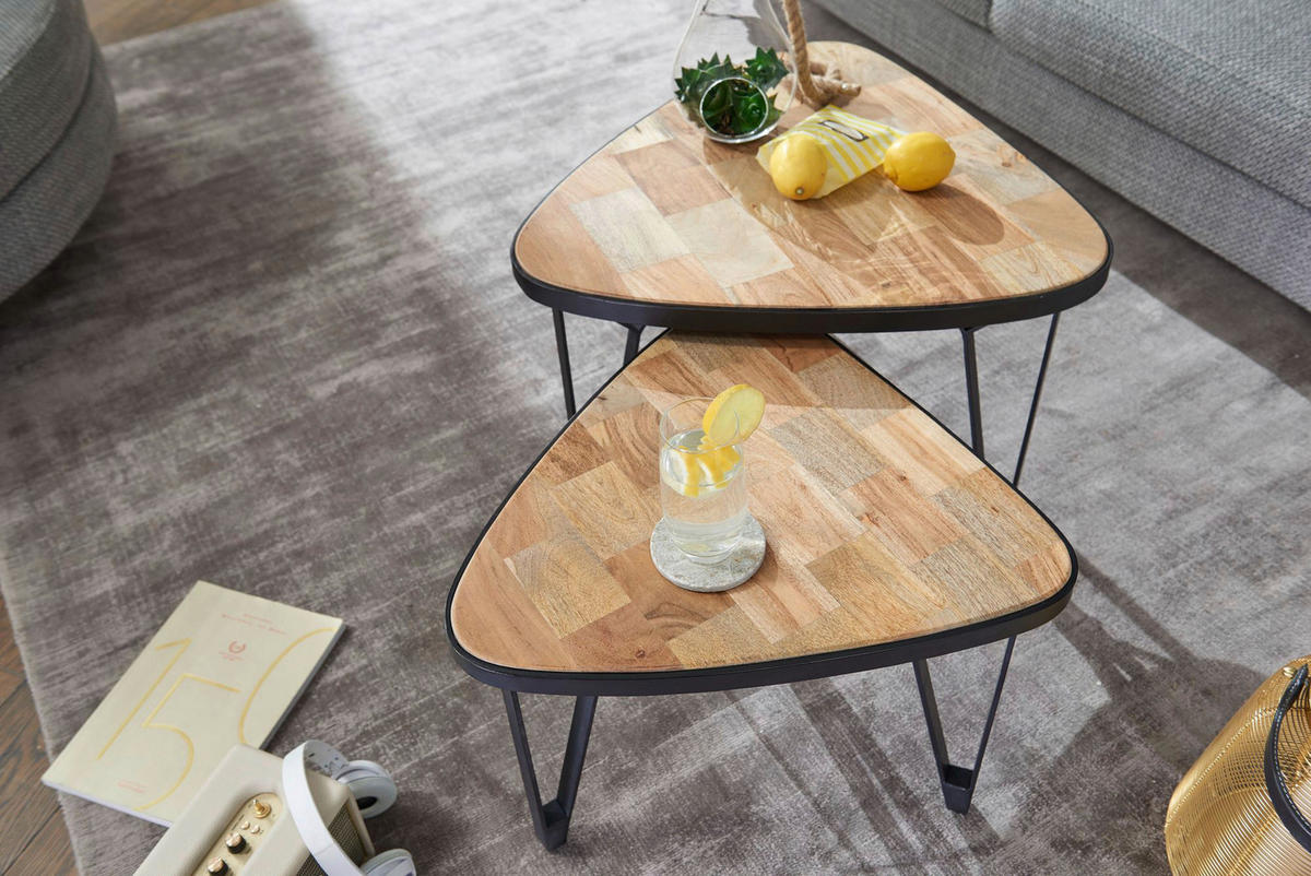 COUCHTISCHSET in Holz 60/60/45 cm  - Schwarz/Braun, Modern, Holz/Metall (60/60/45cm) - MID.YOU