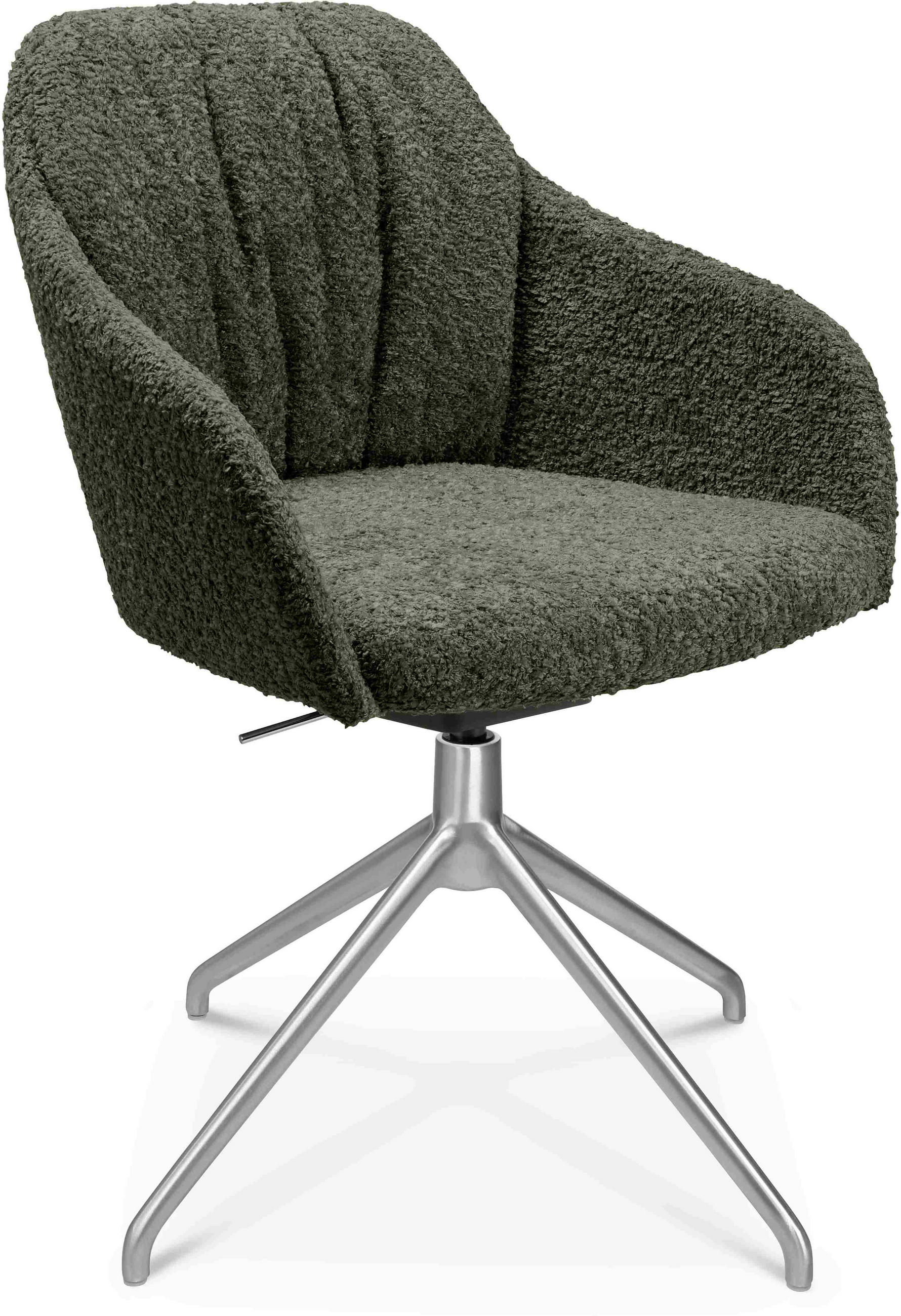 ARMLEHNSTUHL  in Aluminium Bouclé  - Dunkelgrün/Alufarben, Design, Textil/Metall (58/81,5-84,5/60cm) - Johann Jakob