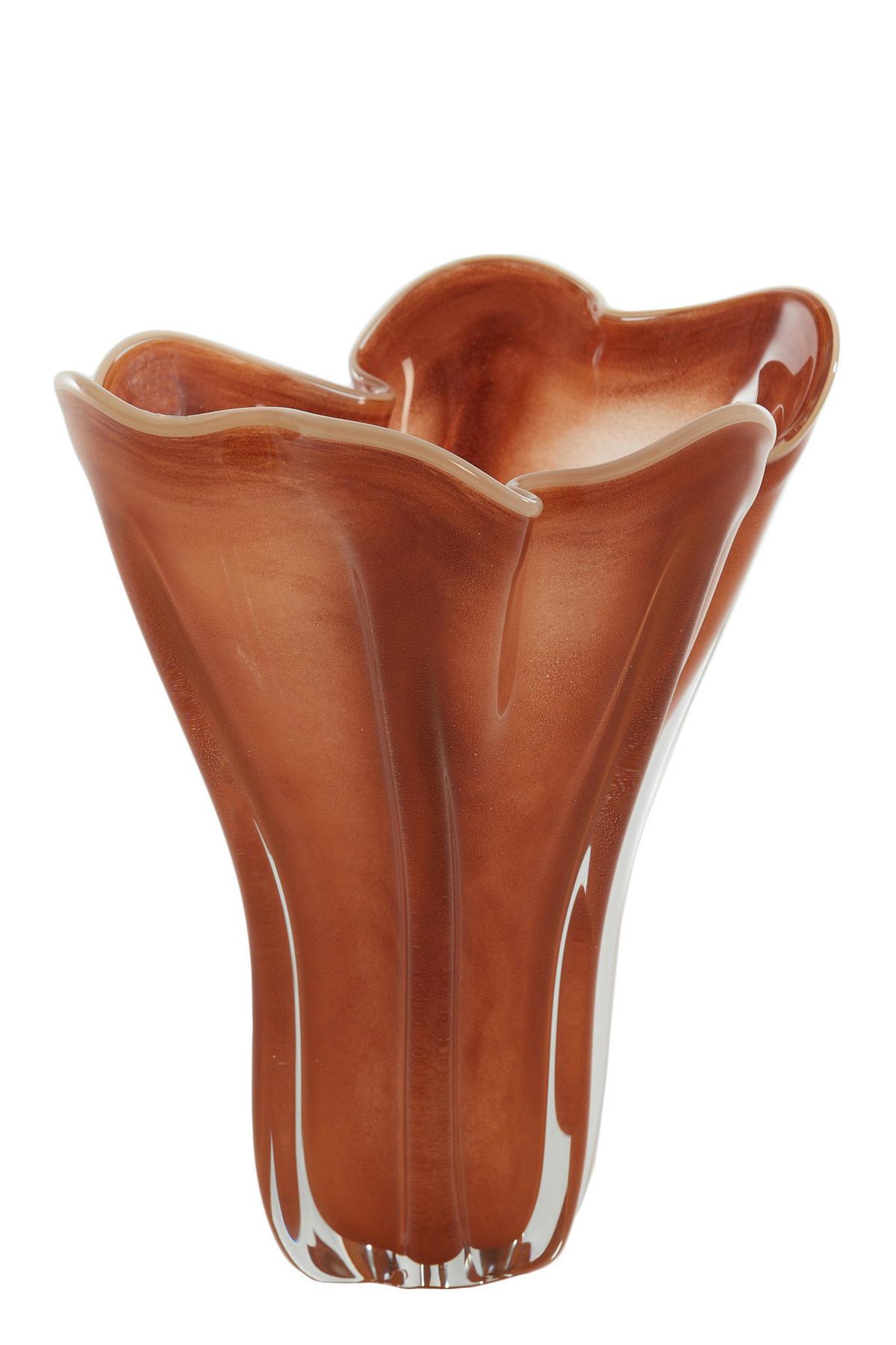 VASE KAZUNO  - Terracotta/Creme, Basics, Glas (26/32/32cm) - Light & Living