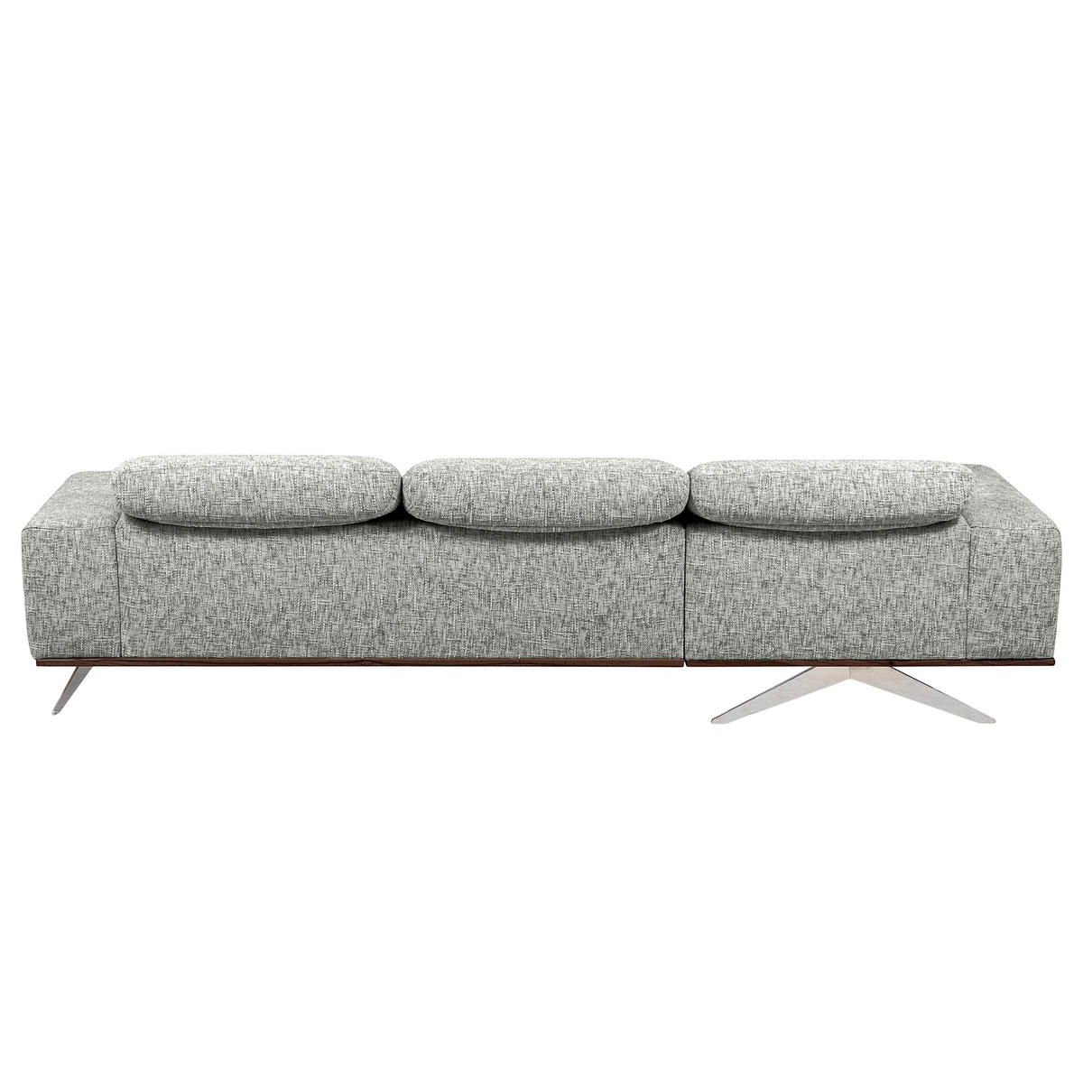 ECKSOFA PORTLAND Grau Struktur Kopfteilverstellung  - Chromfarben/Dunkelbraun, Design, Holz/Textil (187/295cm) - Livetastic