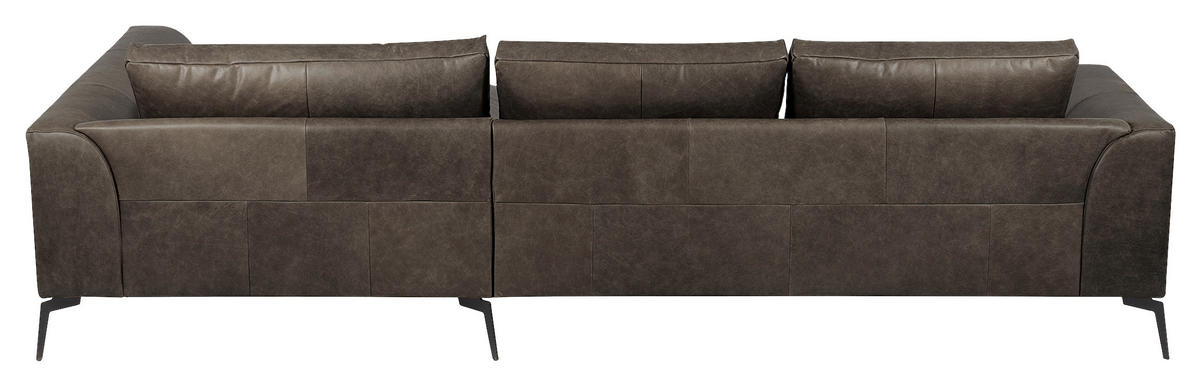 ECKSOFA in Echtleder Fango  - Fango/Schwarz, Design, Leder/Metall (313/172cm) - Livetastic