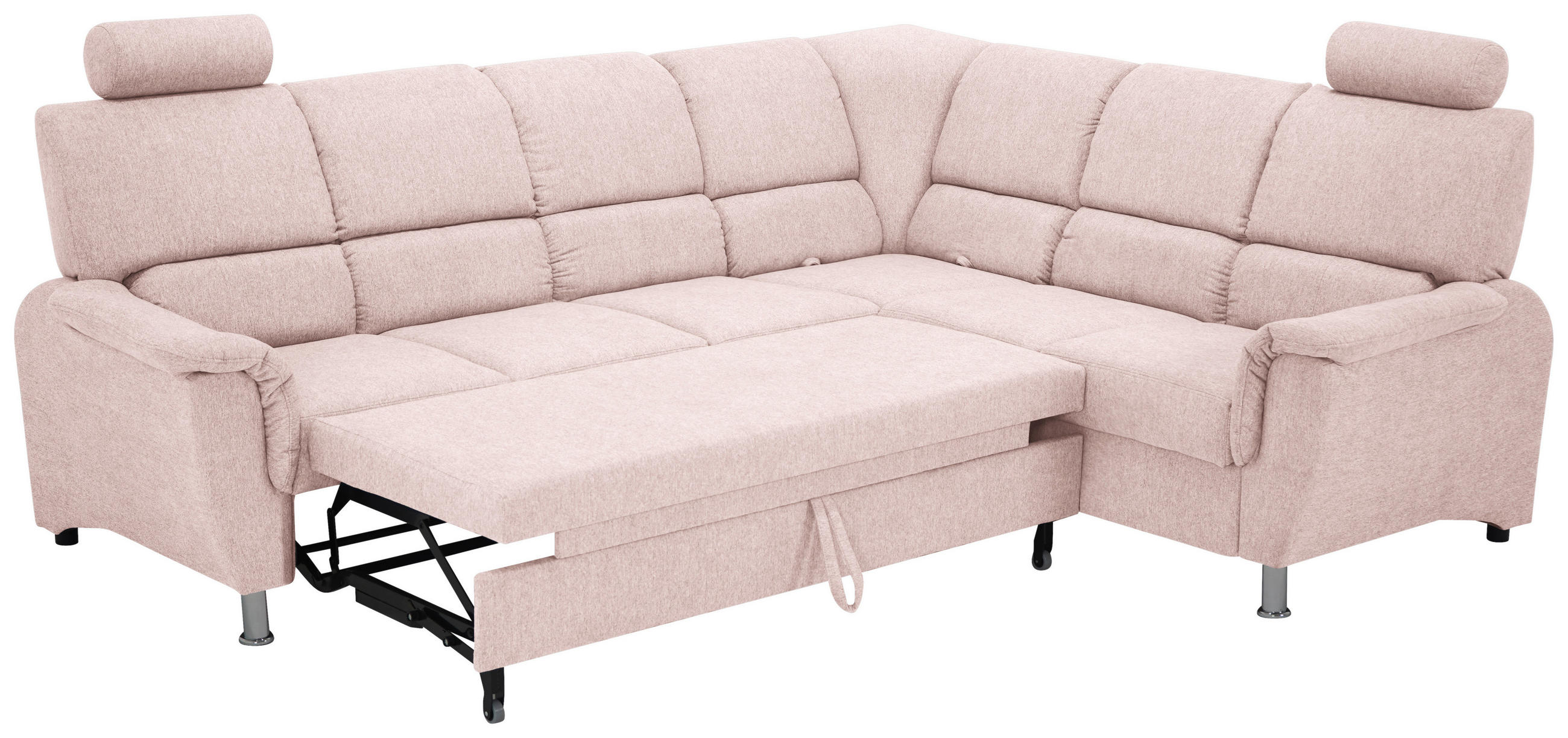 ECKSCHLAFSOFA Webstoff Rosa  - Schwarz/Rosa, Design, Kunststoff/Textil (270/219cm) - Livetastic