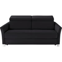 SCHLAFSOFA Schwarz Echtleder  - Chromfarben/Schwarz, KONVENTIONELL, Leder/Metall (185/82/100/100cm) - Bali