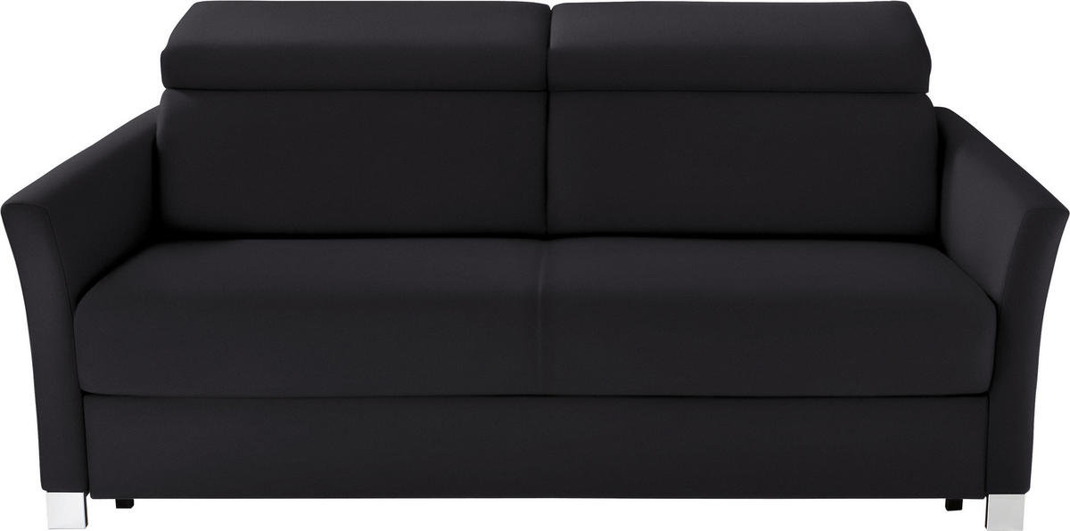 SCHLAFSOFA Schwarz Echtleder  - Chromfarben/Schwarz, KONVENTIONELL, Leder/Metall (185/82/100/100cm) - Bali
