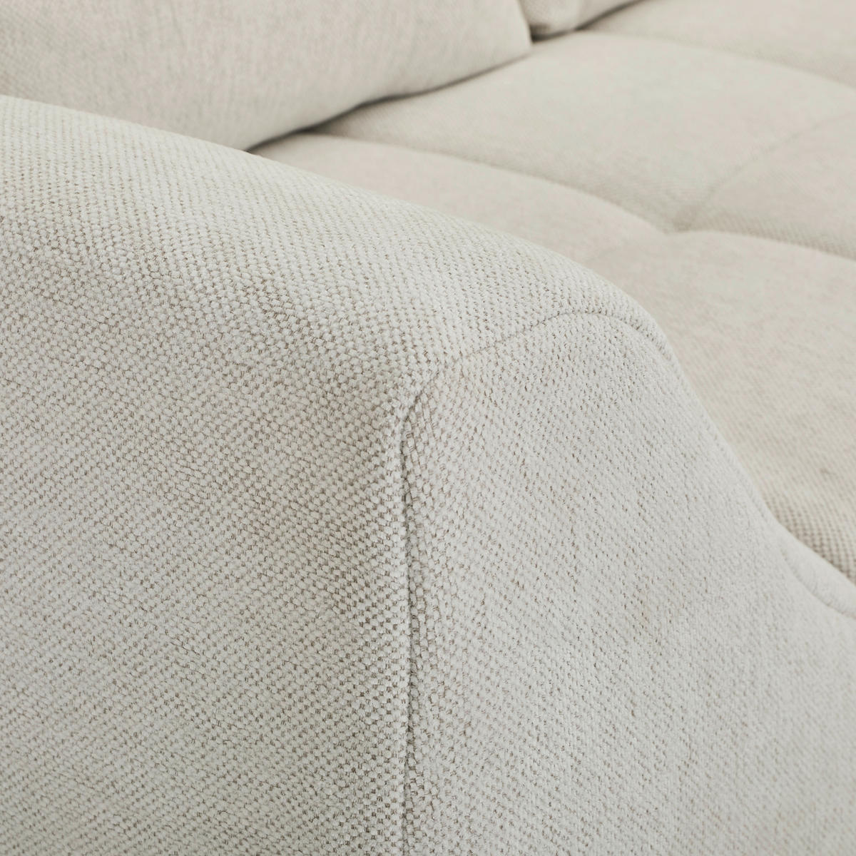 ECKSOFA Grauweiß Flachgewebe  - Buchefarben/Grauweiß, KONVENTIONELL, Holz/Textil (306/202cm) - Carryhome