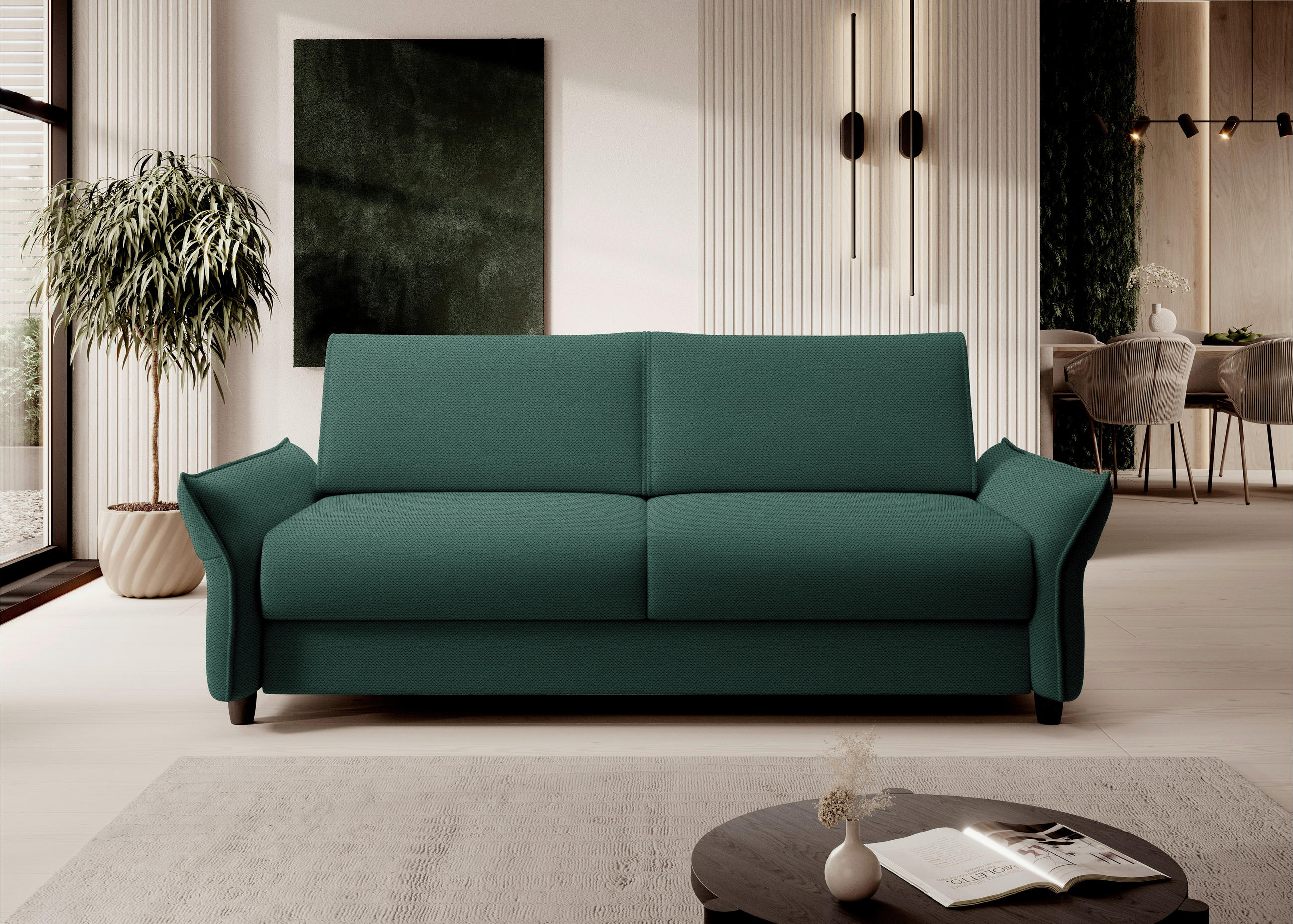 BÄDDSOFFA i vävt tyg skogsgrön  - skogsgrön/svart, Klassisk, textil/plast (198/82/106cm) - MID.YOU